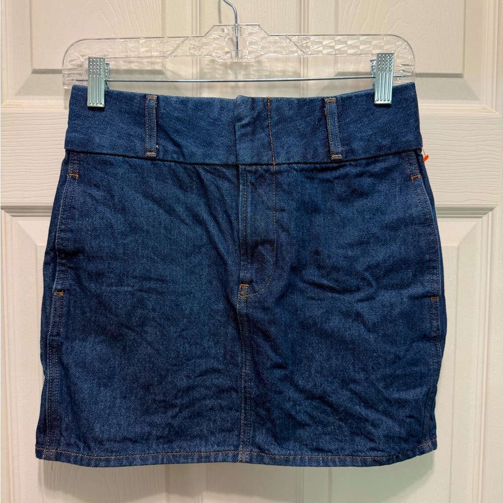 Express Blue Denim Mini Skirt with Pockets